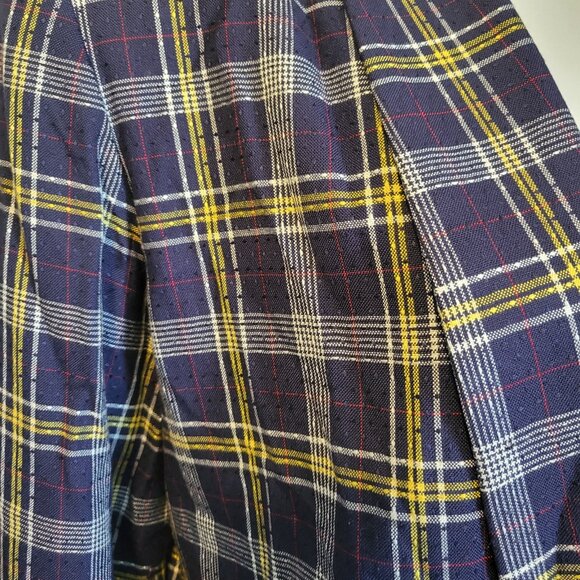 Lucia Vintage Women’s SZ 14 Purple & Yellow Button Down Blazer w/ Shoulder Pads - Picture 3 of 7